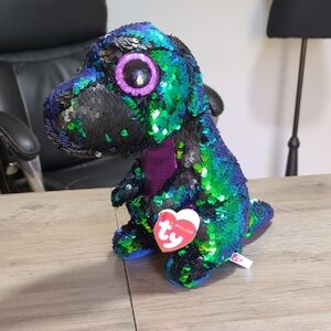 NWT Ty Flippables Sequin Dinosaur "Crunch"